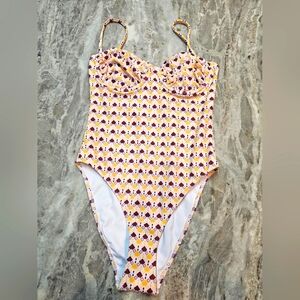 Charlie Holiday Mylos One Piece Swimsuit S NWT Retro Print $99